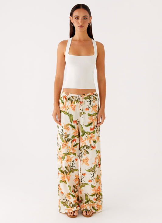 Dalida Linen Pants - Floral Print
